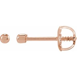 14K Rose Gold 1.6 X 1.6 Mm Pair Threaded Backs Included Polished Youth Bead Earrings