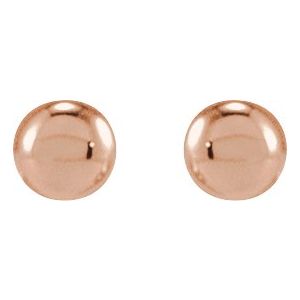 14K Rose Gold 1.6 X 1.6 Mm Pair Threaded Backs Included Polished Youth Bead Earrings