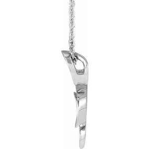 14K White Gold 17.1 X 9.7 Mm 16-18 In Polished Freeform Necklace