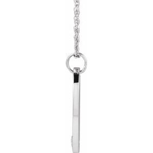 14K White Gold Round 1.5Mm G-H I1 .015 Ct Natural Diamond Engravable Necklace, Length: 18 In