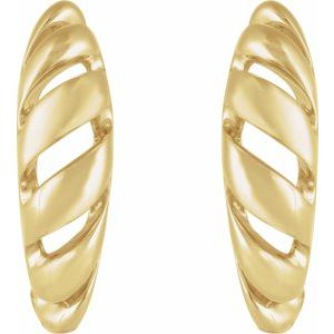 14K Yellow Gold Right Rope Dome Hoop Earring, Length: 18.9 Mm, Thickness: 5.4 Mm