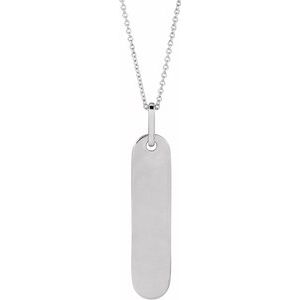Sterling Silver 39 X 8 Mm 16-18 In Polished Engravable Bar Necklace