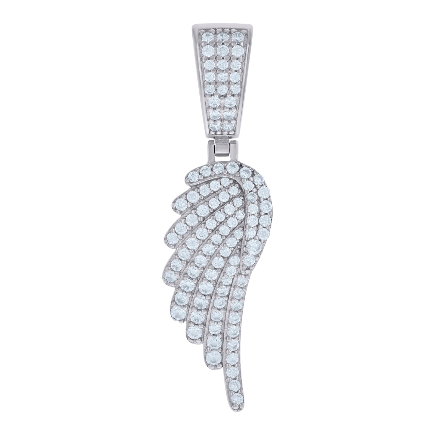 Sterling Silver Unisex Cubic-Zirconia Angle Wing Charm Pendant
