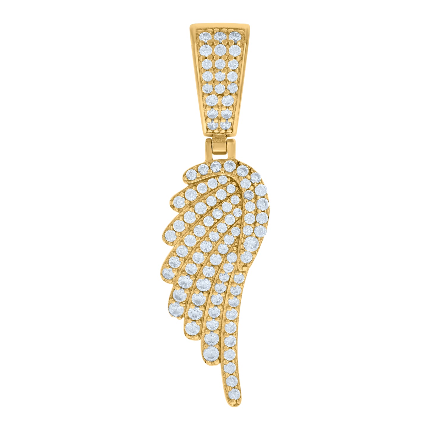 Sterling Silver Unisex Cubic-Zirconia Angle Wing Charm Pendant