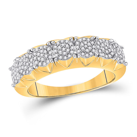 10K Yellow Gold Mens Round Diamond Cluster Band Ring 1/3 Cttw, Mens Size: 7-13