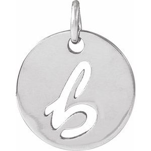14K Yellow Or White Gold Or Sterling Silver 9.97 X 9.97 Mm Polished Script Initial Pendant