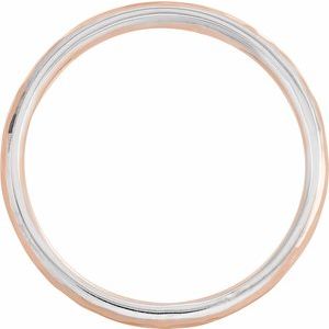 14K Or 18K Rose Gold & Platinum 6 mm Stepped-Edge Comfort-Fit Half Round Band