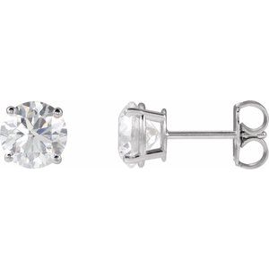 14K White Gold Si1-Si2, G-H Friction Backs Included 4-Prong Polished Lab-Grown Diamond Stud Earrings