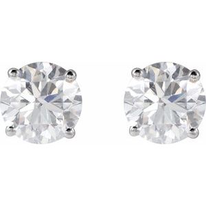 14K White Gold Si1-Si2, G-H Friction Backs Included 4-Prong Polished Lab-Grown Diamond Stud Earrings