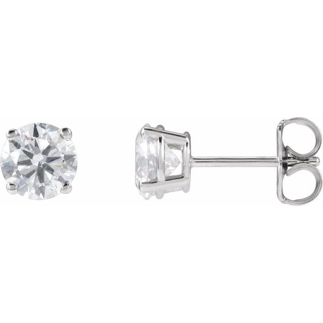14K Yellow Or White Or Rose Gold Round SI1-SI2, G-H Friction 4-Prong Polished Lab-Grown Diamond Stud Earrings