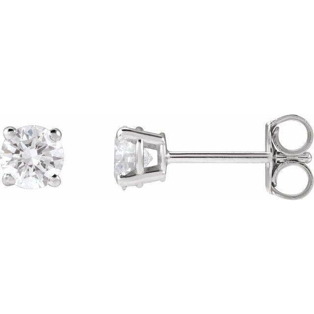 14K Yellow Or White Or Rose Gold Round VS, F+ Friction 4-Prong Polished Lab-Grown Diamond Stud Earrings