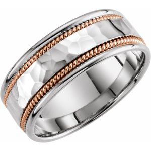 14K Yellow Or White Or Rose Gold Rope Edge Comfort-Fit Flat Band