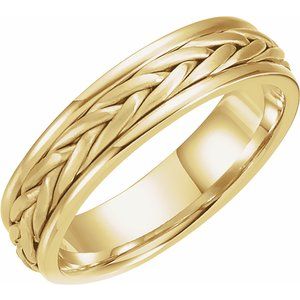 14K Yellow Gold 5 Mm Polished Comfort-Fit Woven Band Size 8