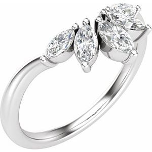 14K White Gold Marquise 4.7 X 3 Mm Polished 3/8 Ctw Lab-Grown Diamond Contour Band Size 7