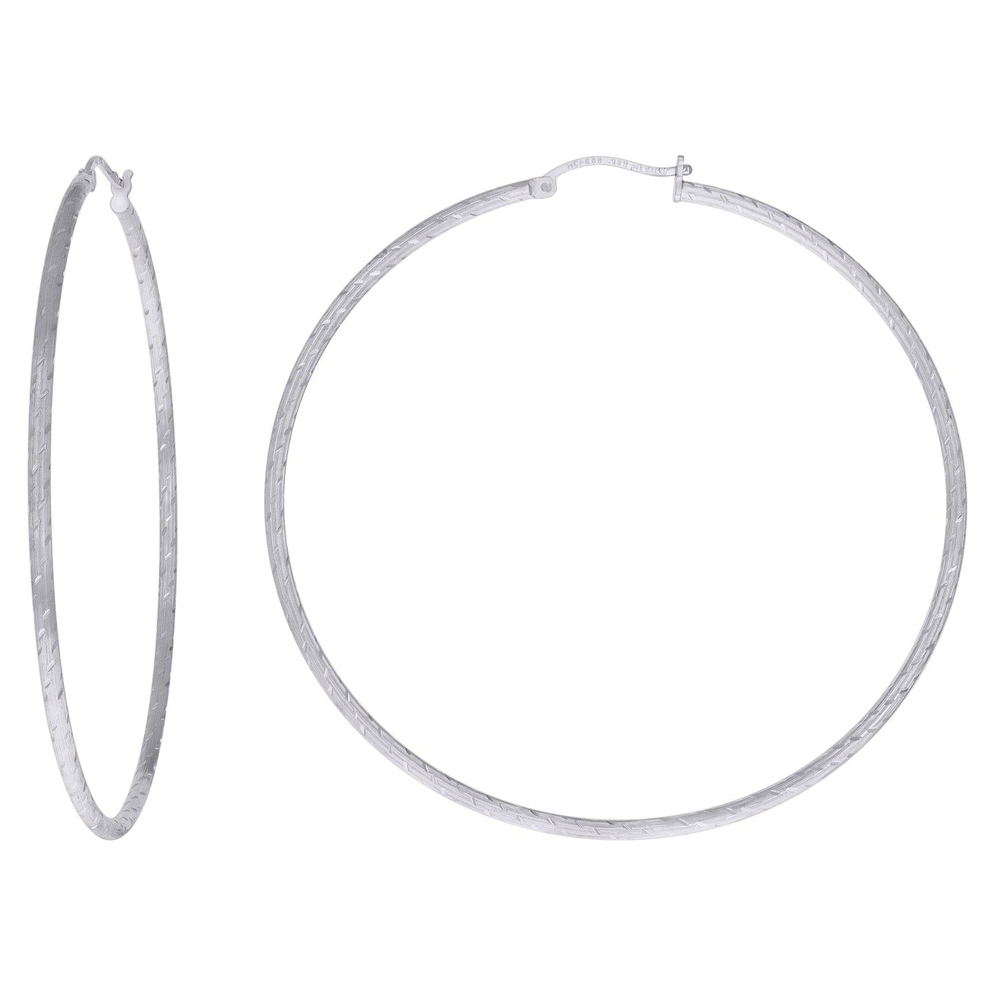 Sterling Silver Womens Diamond-cut 2mm Hoop Earrings