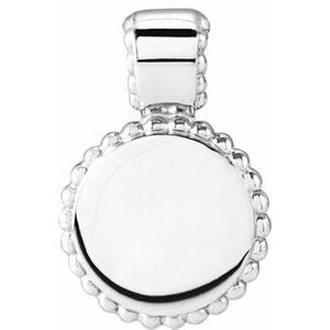 Sterling Silver 14.75 X 10 Mm Polished Engravable Beaded Disc Pendant