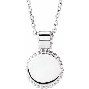 Sterling Silver 14.6 X 10 Mm 16-18 In Polished Engravable Beaded Disc Necklace