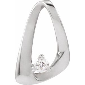 14K White Gold Natural Diamond Round 2.3 Mm Polished .05 Ctw Natural Diamond Freeform Pendant