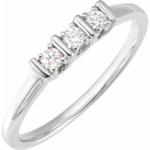 14K White Gold Natural Diamond Round 2.3 Mm Polished 1/6 Ctw Natural Diamond Three-Stone Ring Size 7