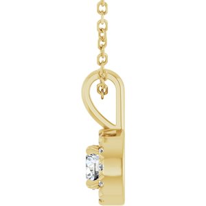 14K Yellow Gold Round 4Mm G-H I1 1/4 Ctw Natural Diamond French-Set Halo-Style Necklace, Length: 18 In
