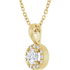 14K Yellow Gold Round 4Mm G-H I1 1/4 Ctw Natural Diamond French-Set Halo-Style Necklace, Length: 18 In