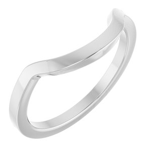 14K White Gold Oval 9 X 7 Mm Polished Matching Band Size 7