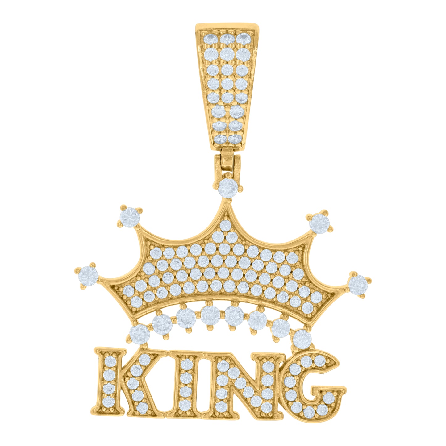 Sterling Silver Mens Cubic-Zirconia KING Fashion Charm Pendant
