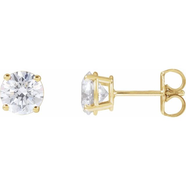 14K Yellow Or White Or Rose Gold Round SI1-SI2, G-H Friction 4-Prong Polished Lab-Grown Diamond Stud Earrings