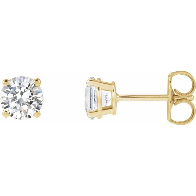 14K Yellow Or White Or Rose Gold Round VS, F+ Friction 4-Prong Polished Lab-Grown Diamond Stud Earrings