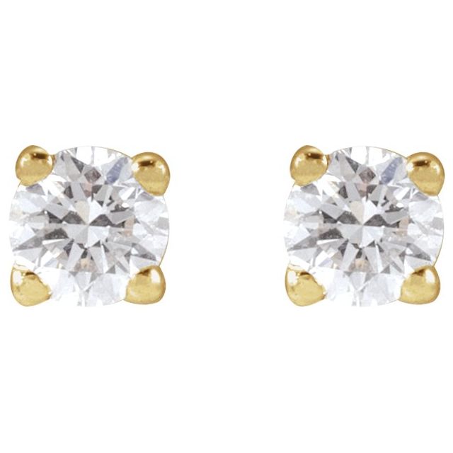 14K Yellow Or White Or Rose Gold Round SI1-SI2, G-H Friction 4-Prong Polished Lab-Grown Diamond Stud Earrings