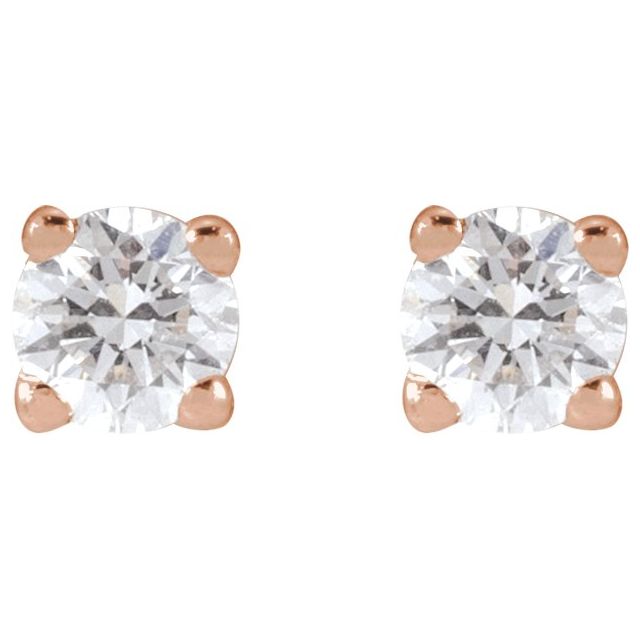14K Yellow Or White Or Rose Gold Round VS, F+ Friction 4-Prong Polished Lab-Grown Diamond Stud Earrings