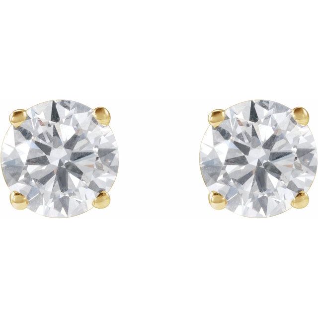 14K Yellow Or White Or Rose Gold Round SI1-SI2, G-H Friction 4-Prong Polished Lab-Grown Diamond Stud Earrings