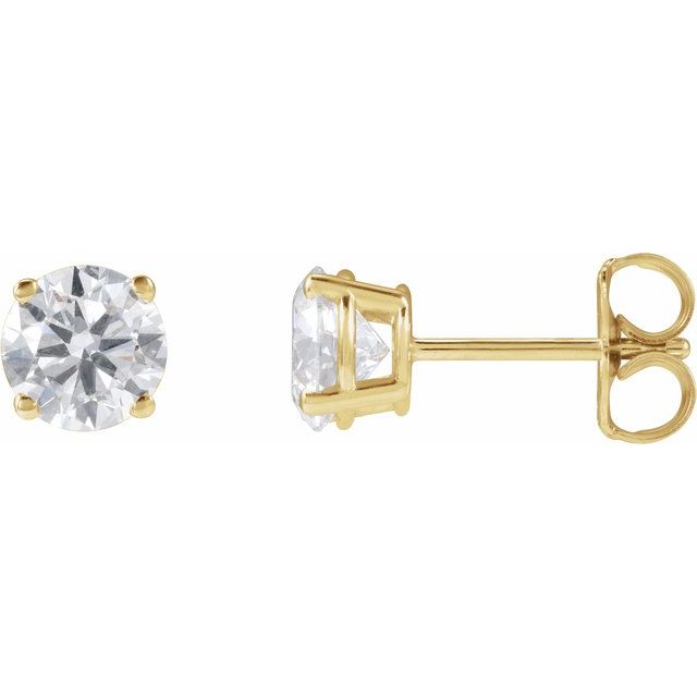 14K Yellow Or White Or Rose Gold Round SI1-SI2, G-H Friction 4-Prong Polished Lab-Grown Diamond Stud Earrings