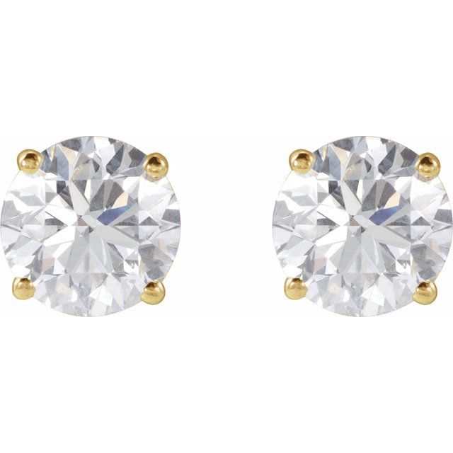 14K Yellow Or White Or Rose Gold Round SI1-SI2, G-H Friction 4-Prong Polished Lab-Grown Diamond Stud Earrings