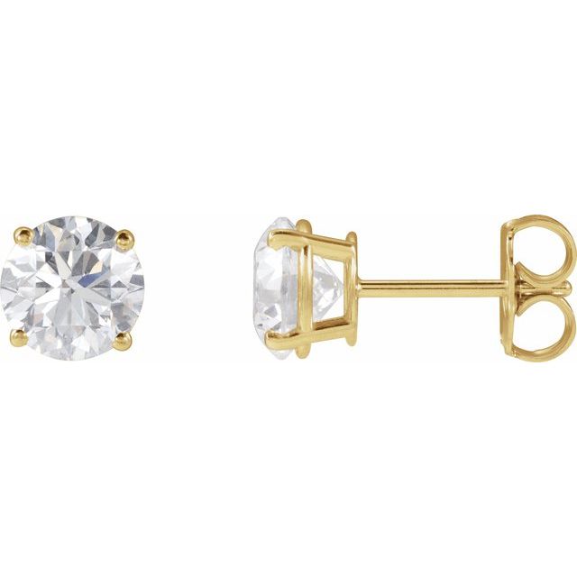 14K Yellow Or White Or Rose Gold Round SI1-SI2, G-H Friction 4-Prong Polished Lab-Grown Diamond Stud Earrings