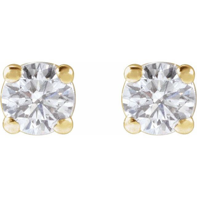 14K Yellow Or White Or Rose Gold Round VS, F+ Friction 4-Prong Polished Lab-Grown Diamond Stud Earrings