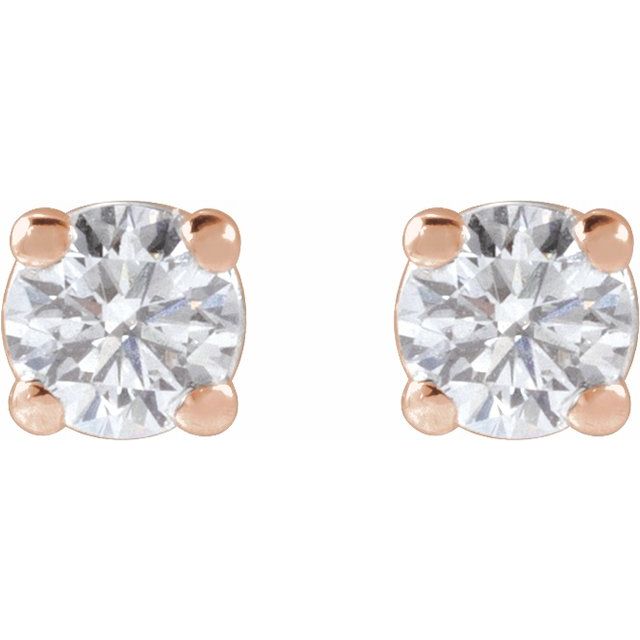 14K Yellow Or White Or Rose Gold Round VS, F+ Friction 4-Prong Polished Lab-Grown Diamond Stud Earrings
