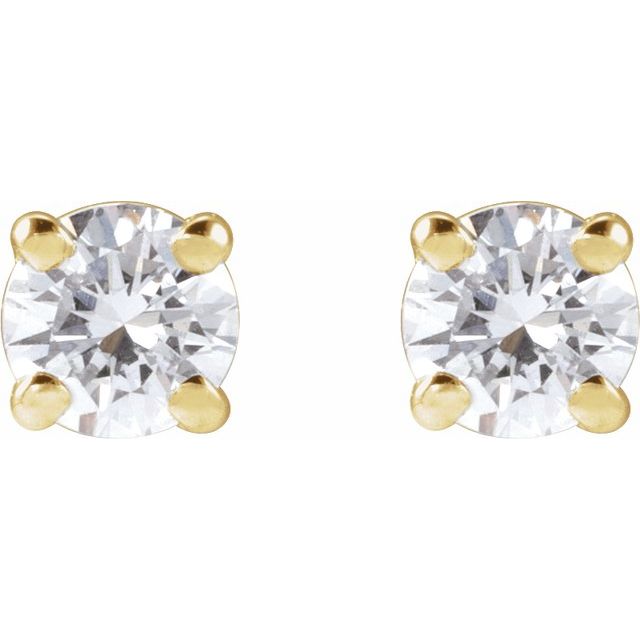 14K Yellow Or White Or Rose Gold Round VS, F+ Friction 4-Prong Polished Lab-Grown Diamond Stud Earrings