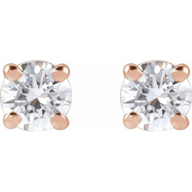 14K Yellow Or White Or Rose Gold Round SI1-SI2, G-H Friction 4-Prong Polished Lab-Grown Diamond Stud Earrings