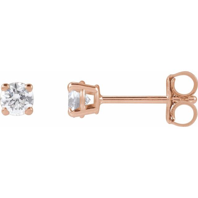 14K Yellow Or White Or Rose Gold Round SI1-SI2, G-H Friction 4-Prong Polished Lab-Grown Diamond Stud Earrings