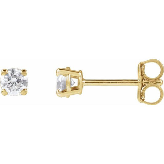 14K Yellow Or White Or Rose Gold Round VS, F+ Friction 4-Prong Polished Lab-Grown Diamond Stud Earrings