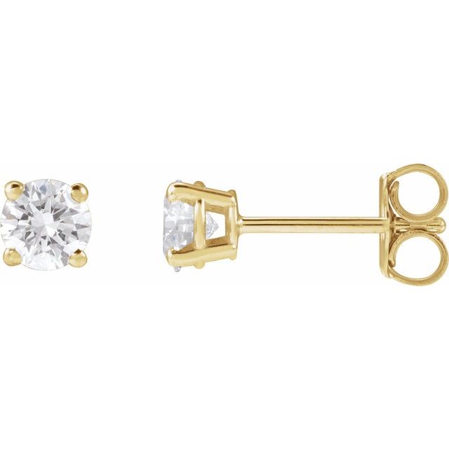 14K Yellow Or White Or Rose Gold Round VS, F+ Friction 4-Prong Polished Lab-Grown Diamond Stud Earrings