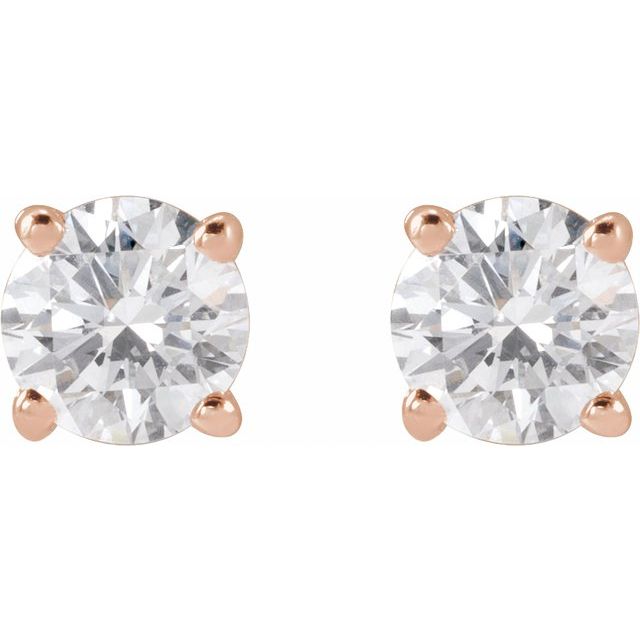14K Yellow Or White Or Rose Gold Round SI1-SI2, G-H Friction 4-Prong Polished Lab-Grown Diamond Stud Earrings