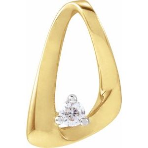 14K Yellow Gold Natural Diamond Round 2.3 Mm Polished .05 Ctw Natural Diamond Freeform Pendant