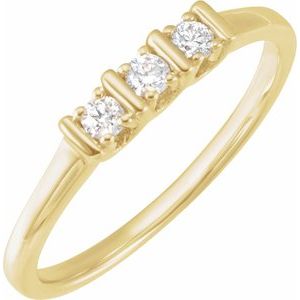 14K Yellow Gold Natural Diamond Round 2.3 Mm Polished 1/6 Ctw Natural Diamond Three-Stone Ring Size 7