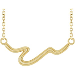 14K Yellow Gold 23.1 X 8.9 Mm 16 In Polished Freeform Bar Necklace