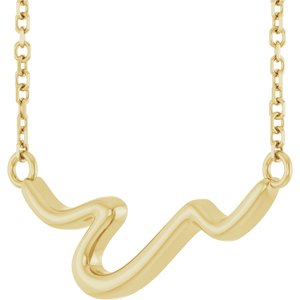 14K Yellow Gold 23.1 X 8.9 Mm 16 In Polished Freeform Bar Necklace