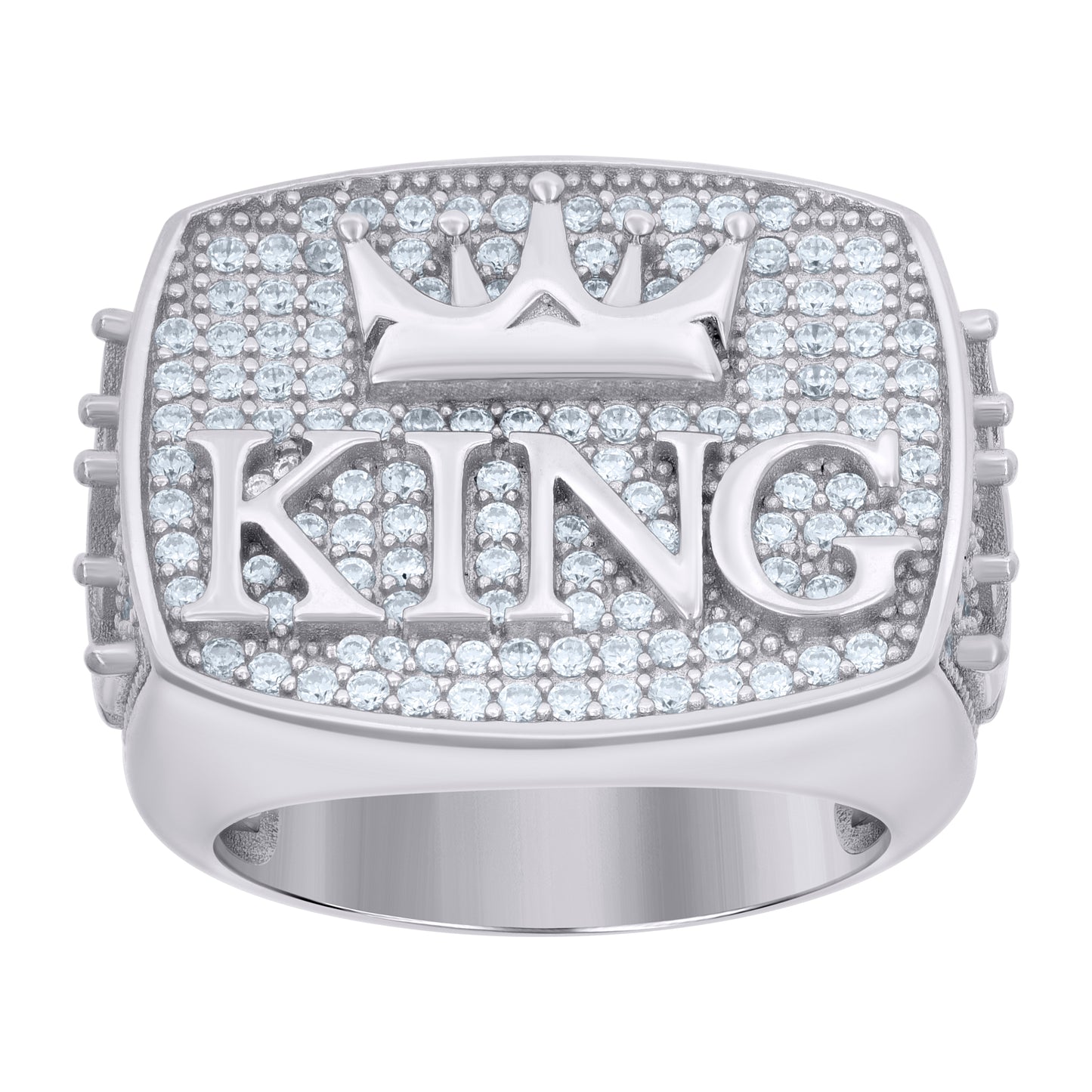 Sterling Silver Mens Cubic-Zirconia KING Fashion Bridal Anniversary Wedding Engagement Band Ring