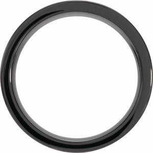 Black Ceramic Flat Band with Wenge Wood Inlay Size  10.5