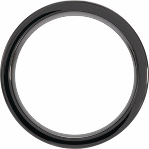 Black Ceramic Flat Band with Wenge Wood Inlay Size  10